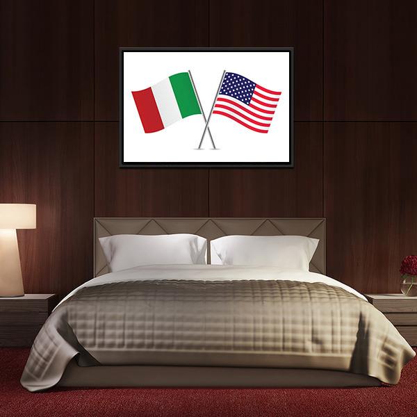 American And Italian Flags Panoramic Canvas Wall Art-1 Piece-36" x 12"-Tiaracle