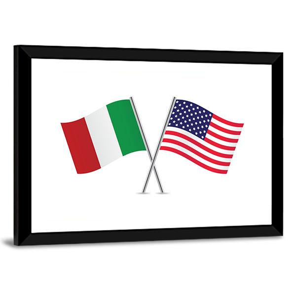 American And Italian Flags Panoramic Canvas Wall Art-1 Piece-36" x 12"-Tiaracle