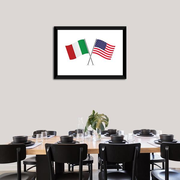 American And Italian Flags Panoramic Canvas Wall Art-1 Piece-36" x 12"-Tiaracle