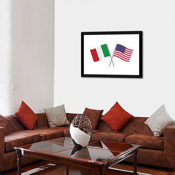 American And Italian Flags Panoramic Canvas Wall Art-1 Piece-36" x 12"-Tiaracle