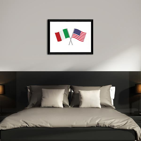 American And Italian Flags Panoramic Canvas Wall Art-1 Piece-36" x 12"-Tiaracle