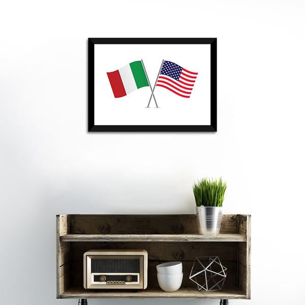 American And Italian Flags Panoramic Canvas Wall Art-1 Piece-36" x 12"-Tiaracle