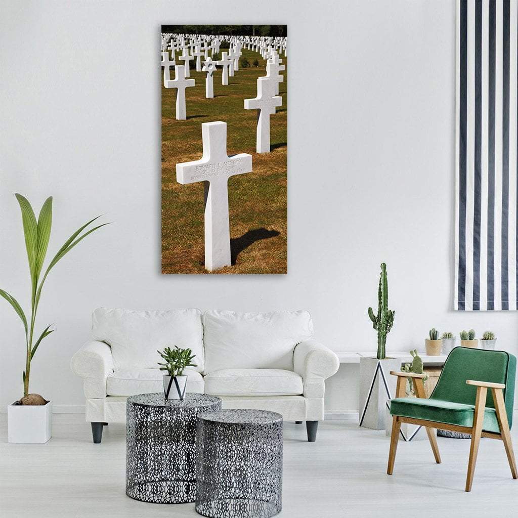 American Army Cemetery Vertical Canvas Wall Art-1 Vertical-Gallery Wrap-12" x 24"-Tiaracle