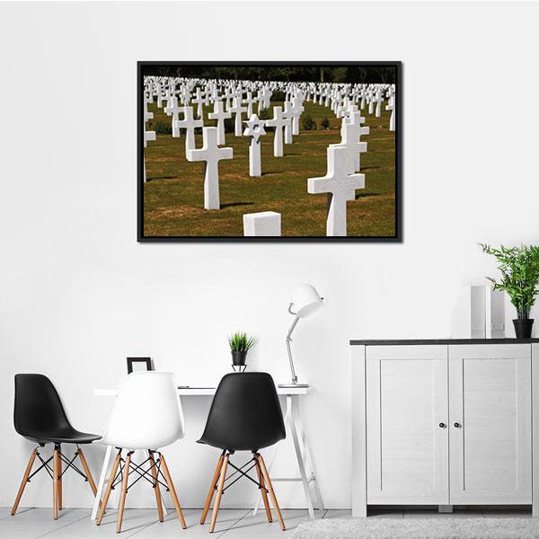 American Army Cemetery Vertical Canvas Wall Art-3 Vertical-Gallery Wrap-12" x 25"-Tiaracle