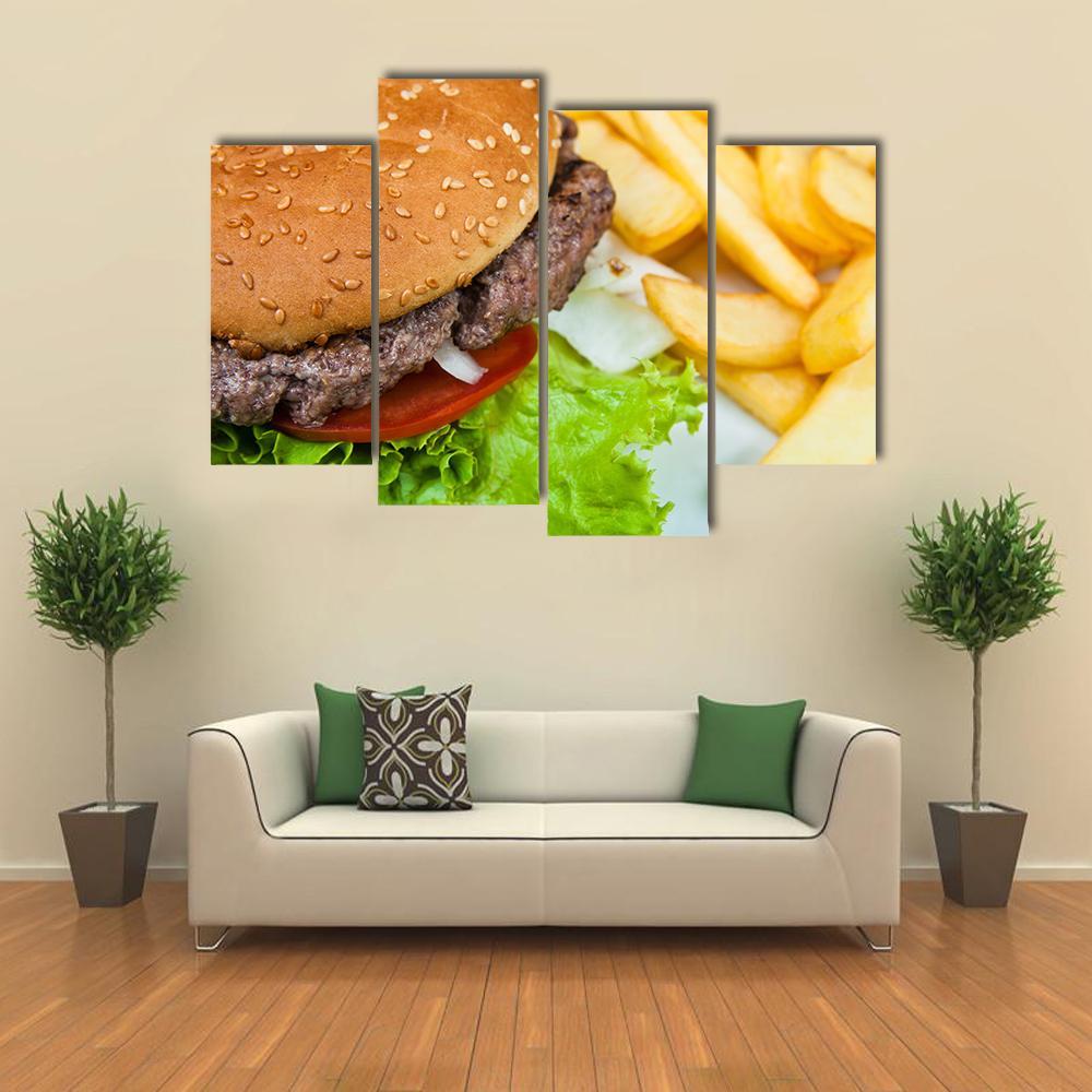 American Cheese Burger Canvas Wall Art-4 Pop-Gallery Wrap-50" x 32"-Tiaracle