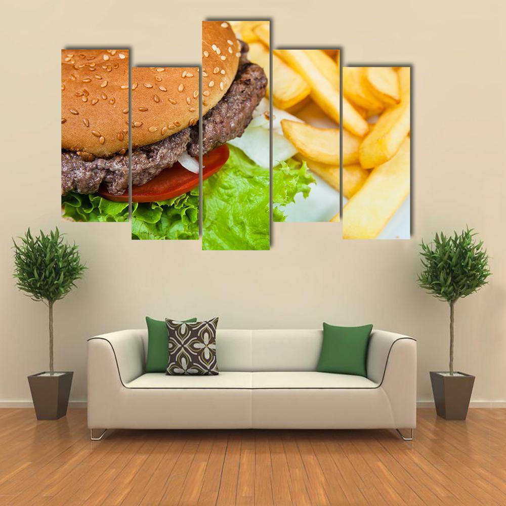 American Cheese Burger Canvas Wall Art-5 Pop-Gallery Wrap-47" x 32"-Tiaracle