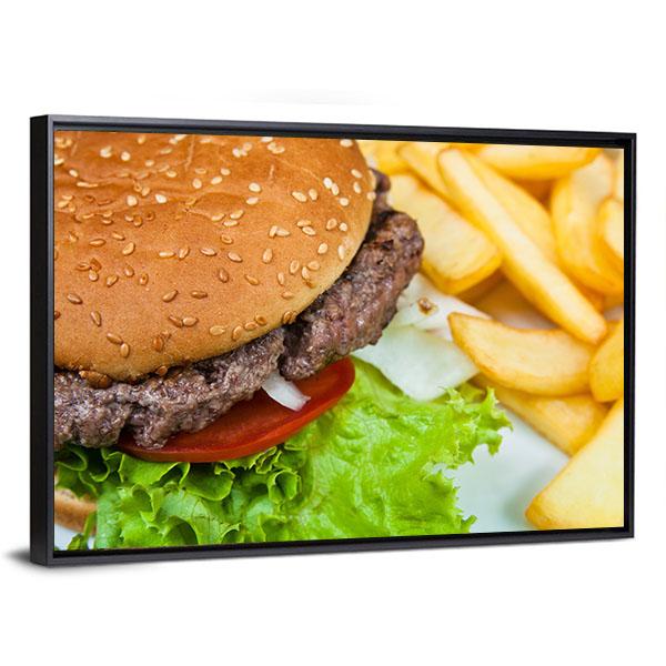 American Cheese Burger Canvas Wall Art-3 Horizontal-Gallery Wrap-25" x 16"-Tiaracle