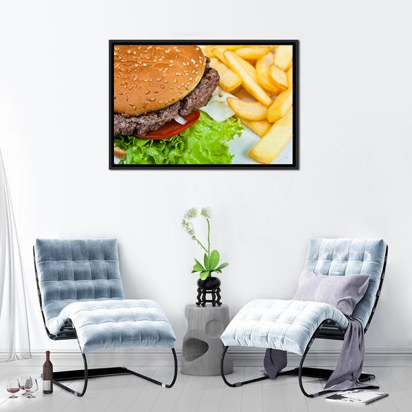 American Cheese Burger Canvas Wall Art-3 Horizontal-Gallery Wrap-25" x 16"-Tiaracle