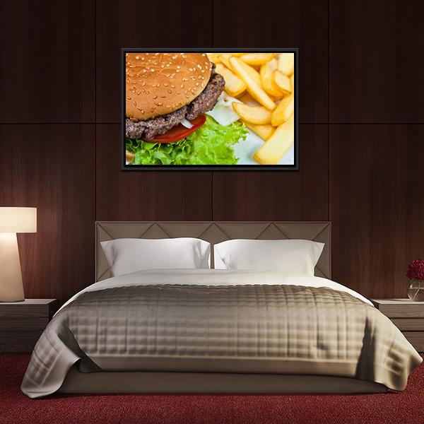 American Cheese Burger Canvas Wall Art-3 Horizontal-Gallery Wrap-25" x 16"-Tiaracle