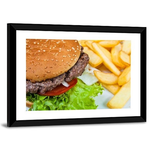 American Cheese Burger Canvas Wall Art-3 Horizontal-Gallery Wrap-25" x 16"-Tiaracle