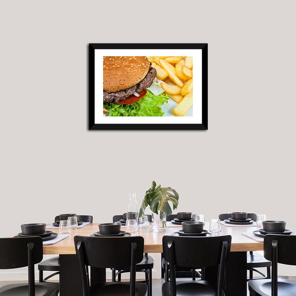 American Cheese Burger Canvas Wall Art-3 Horizontal-Gallery Wrap-25" x 16"-Tiaracle