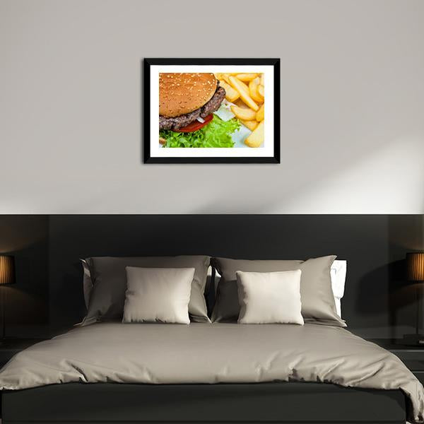 American Cheese Burger Canvas Wall Art-3 Horizontal-Gallery Wrap-25" x 16"-Tiaracle
