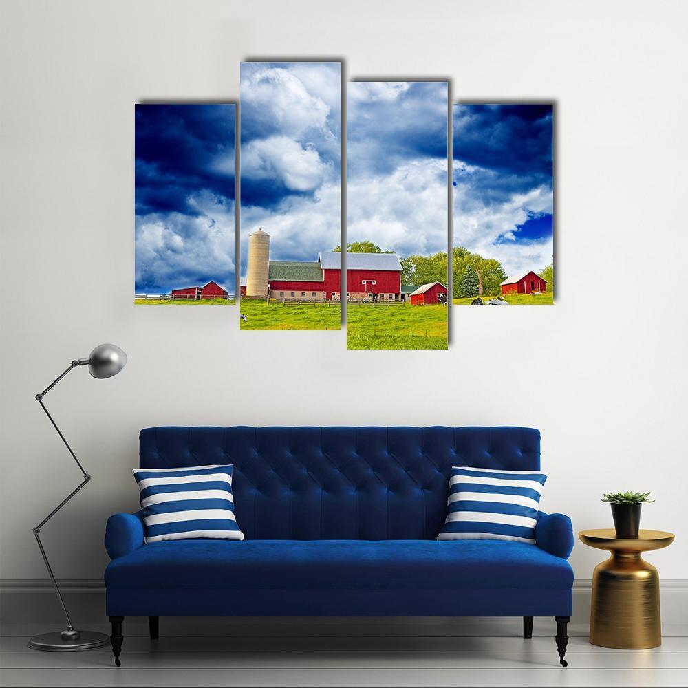 American Country Farm Canvas Wall Art-4 Pop-Gallery Wrap-50&quot; x 32&quot;-Tiaracle