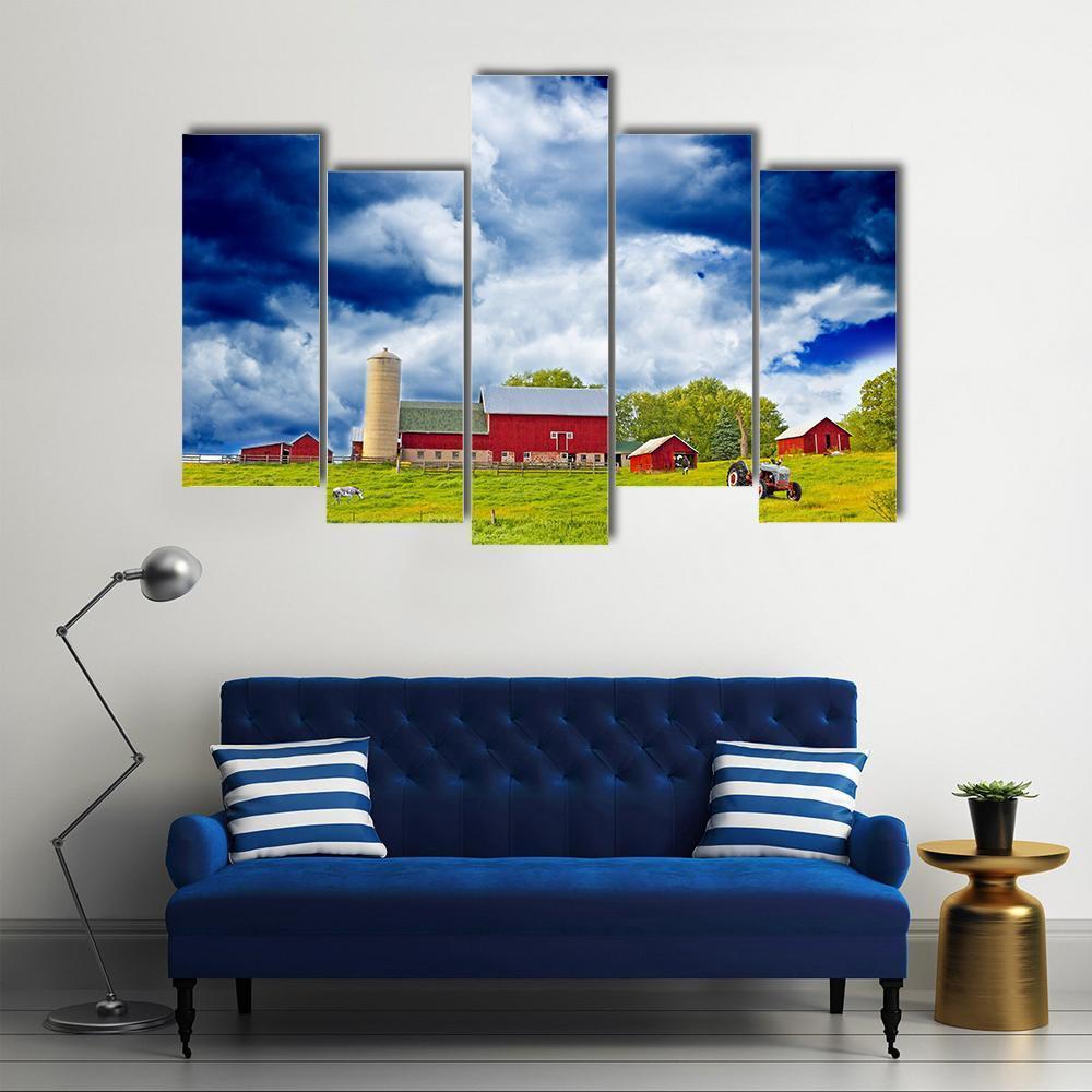 American Country Farm Canvas Wall Art-5 Pop-Gallery Wrap-47&quot; x 32&quot;-Tiaracle