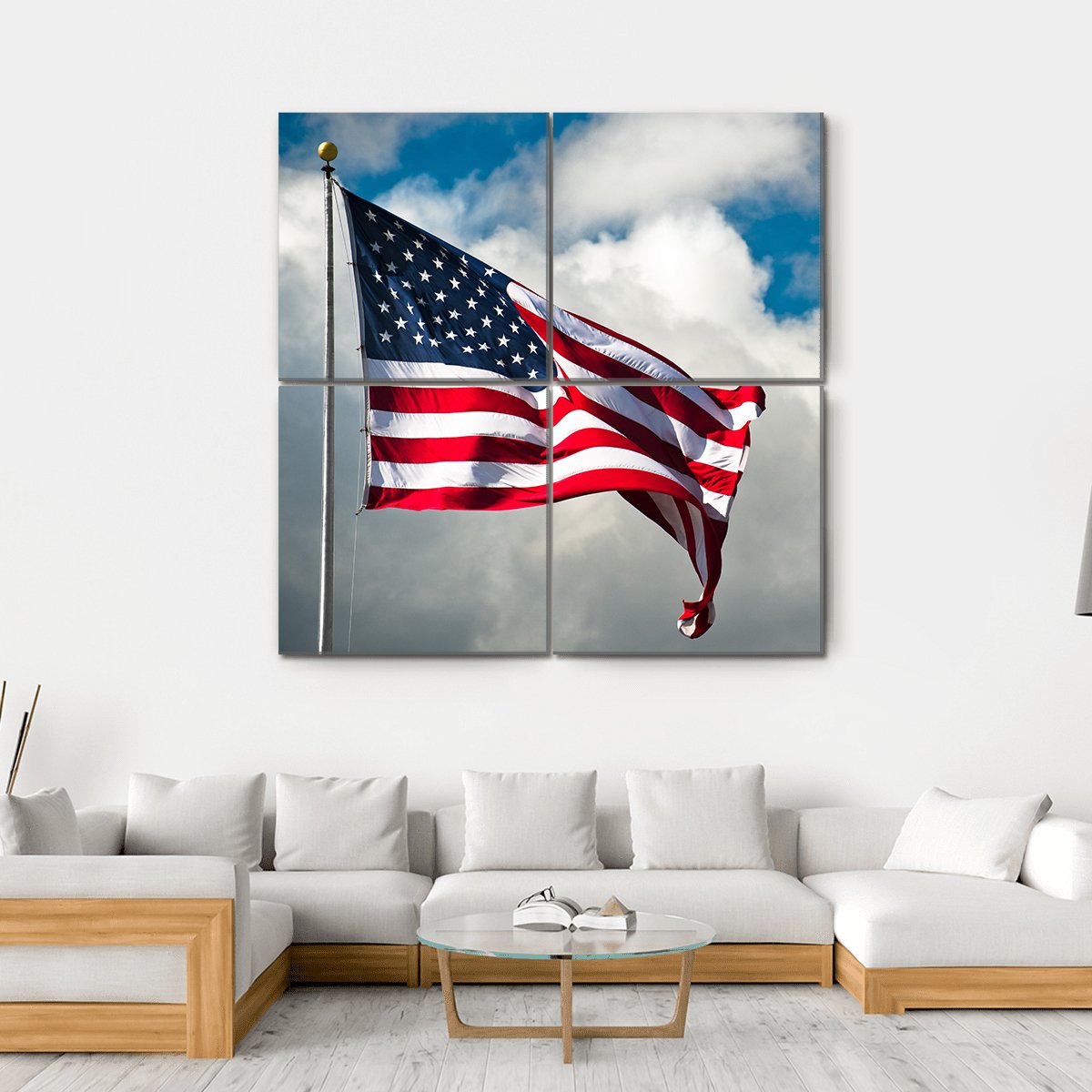 American Flag Canvas Wall Art-4 Square-Gallery Wrap-17" x 17"-Tiaracle