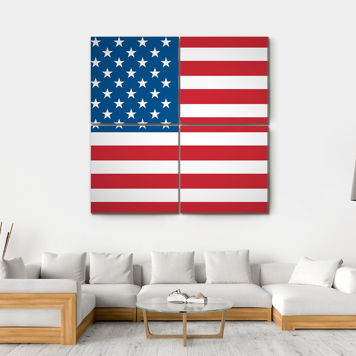 American Flag Canvas Wall Art-4 Square-Gallery Wrap-17" x 17"-Tiaracle