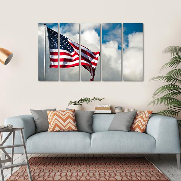 American Flag Canvas Wall Art-5 Horizontal-Gallery Wrap-22" x 12"-Tiaracle