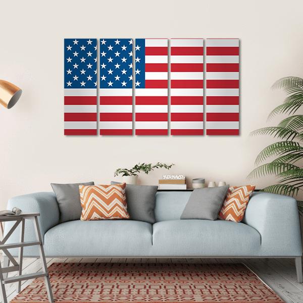 American Flag Canvas Wall Art-5 Horizontal-Gallery Wrap-22" x 12"-Tiaracle