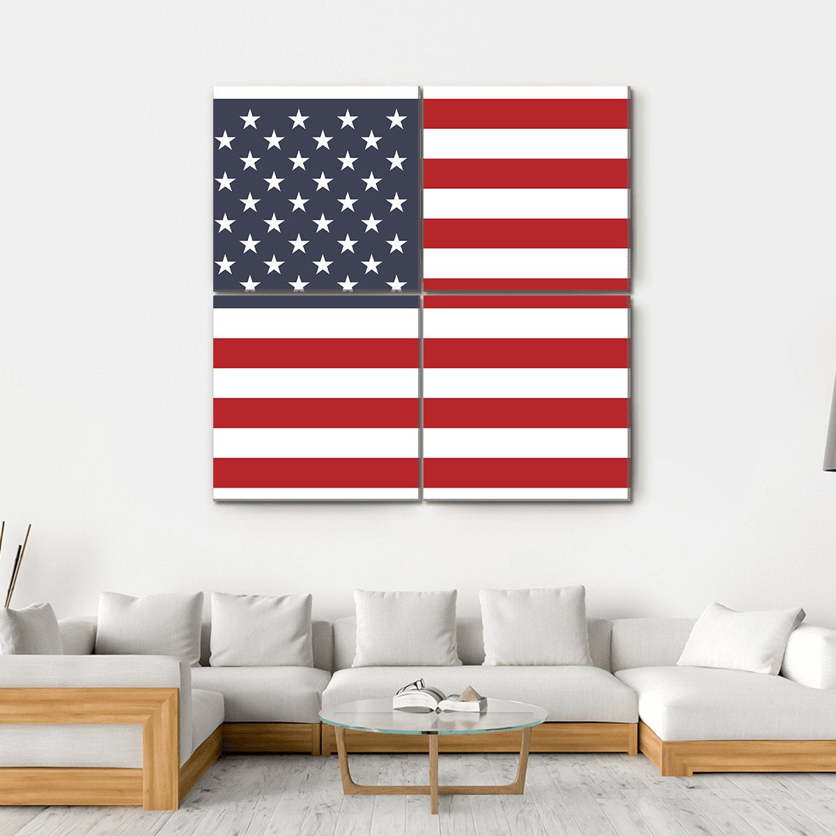 American Flag Canvas Wall Art-4 Square-Gallery Wrap-17" x 17"-Tiaracle