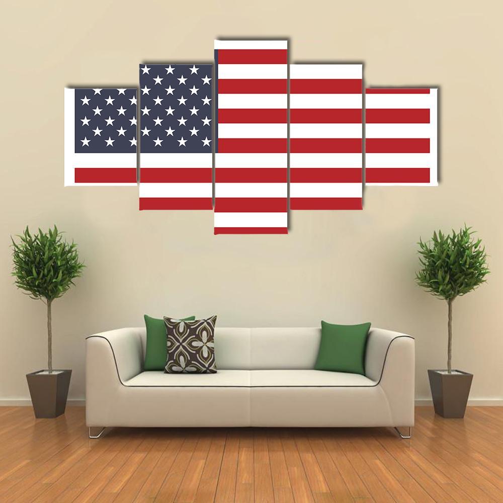 American Flag Canvas Wall Art-5 Star-Gallery Wrap-62" x 32"-Tiaracle