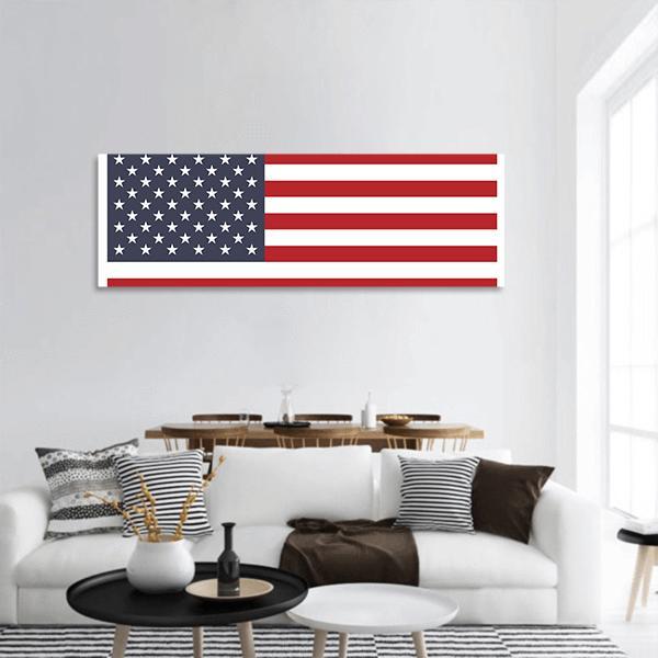 American Flag Panoramic Canvas Wall Art-1 Piece-36" x 12"-Tiaracle