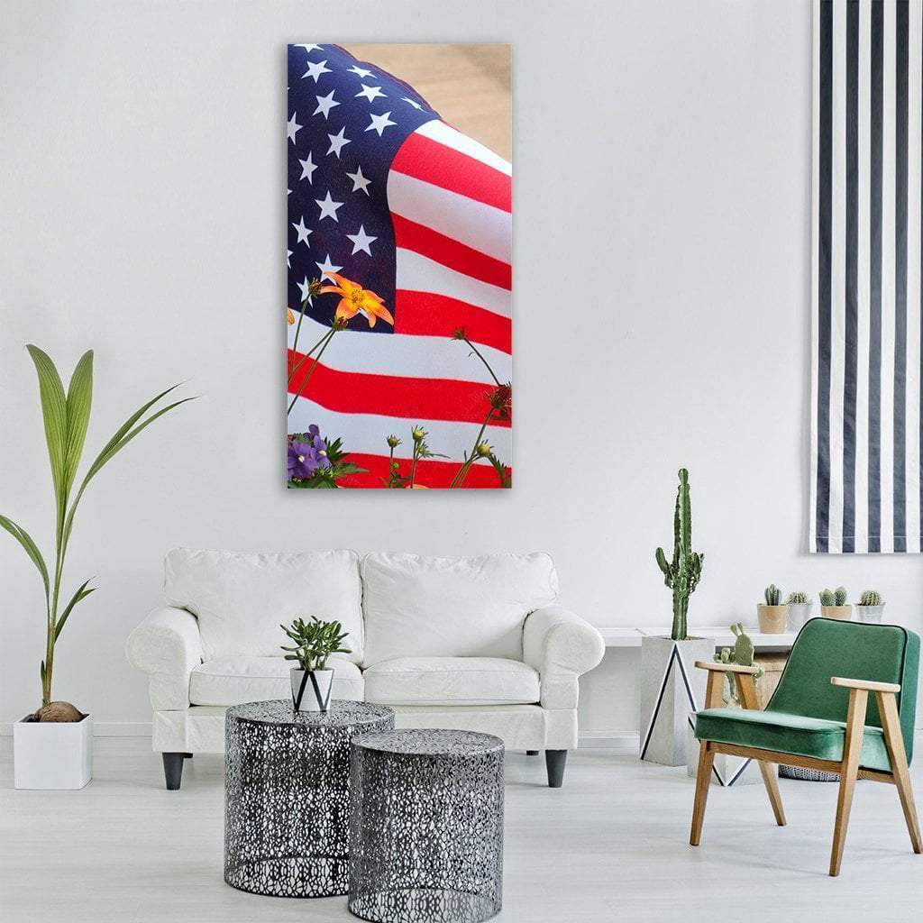 US Flag Vertical Canvas Wall Art-1 Vertical-Gallery Wrap-12" x 24"-Tiaracle