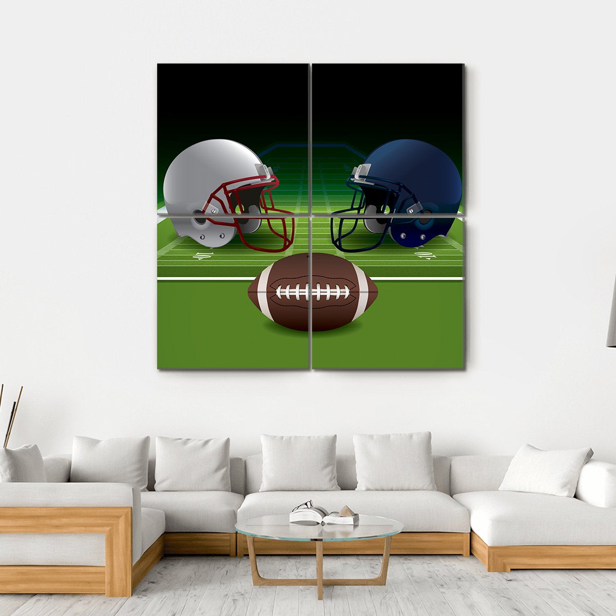 American Football Helmets Canvas Wall Art-4 Square-Gallery Wrap-17&quot; x 17&quot;-Tiaracle