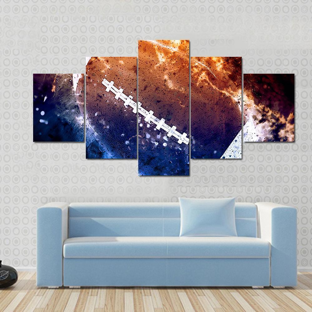 American Football Canvas Wall Art-5 Star-Gallery Wrap-62" x 32"-Tiaracle