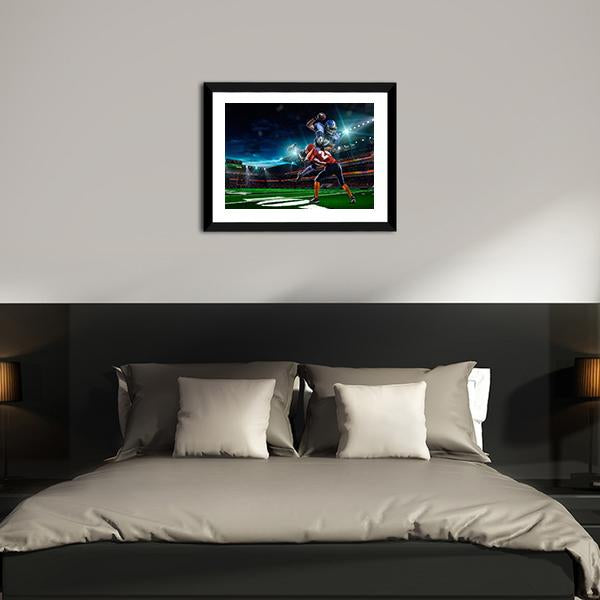 American Football Player In Action Canvas Wall Art-3 Horizontal-Gallery Wrap-25&quot; x 16&quot;-Tiaracle