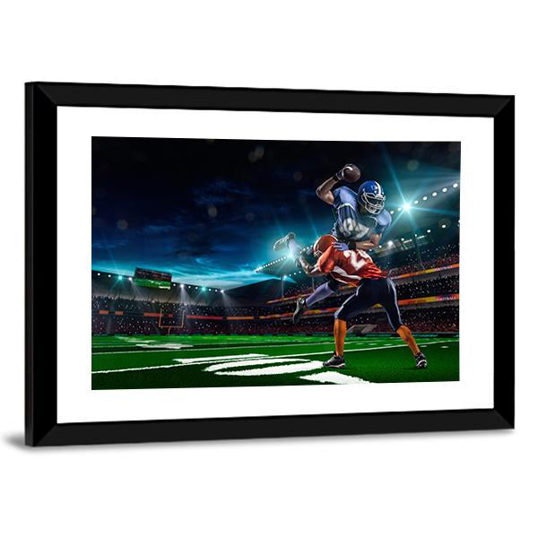 American Football Player In Action Canvas Wall Art-5 Horizontal-Gallery Wrap-22&quot; x 12&quot;-Tiaracle