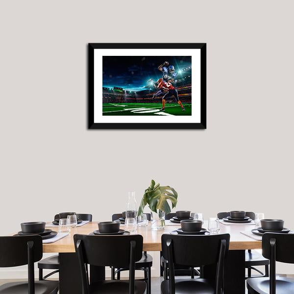 American Football Player In Action Canvas Wall Art-5 Horizontal-Gallery Wrap-22&quot; x 12&quot;-Tiaracle