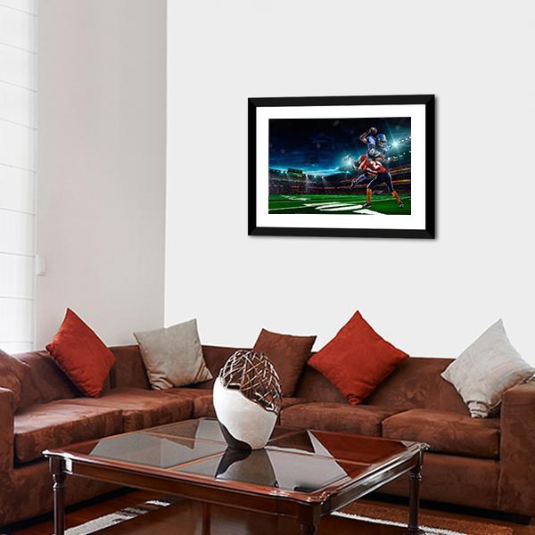 American Football Player In Action Canvas Wall Art-5 Horizontal-Gallery Wrap-22&quot; x 12&quot;-Tiaracle