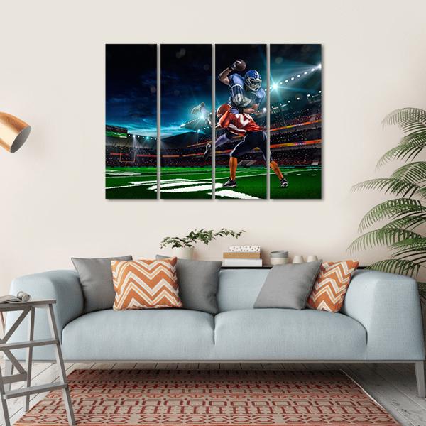 American Football Player In Action Canvas Wall Art-4 Horizontal-Gallery Wrap-34" x 24"-Tiaracle