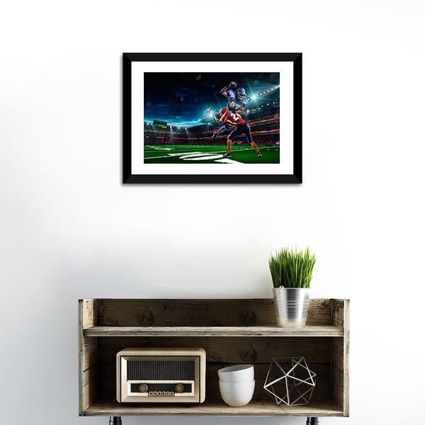 American Football Player In Action Canvas Wall Art-1 Piece-Framed Print-20&quot; x 16&quot;-Tiaracle