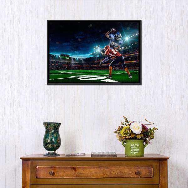 American Football Player In Action Canvas Wall Art-1 Piece-Floating Frame-24&quot; x 16&quot;-Tiaracle