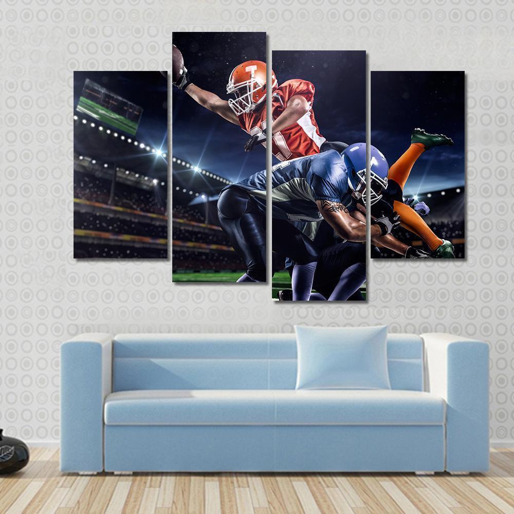 American Football Players In Action Canvas Wall Art-4 Pop-Gallery Wrap-50" x 32"-Tiaracle