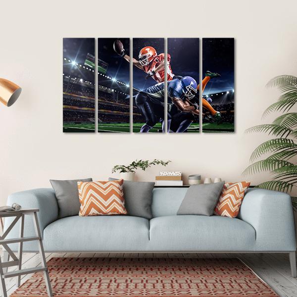 American Football Players In Action Canvas Wall Art-5 Horizontal-Gallery Wrap-22" x 12"-Tiaracle