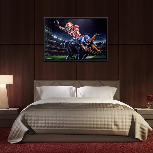 American Football Players In Action Canvas Wall Art-3 Horizontal-Gallery Wrap-25" x 16"-Tiaracle