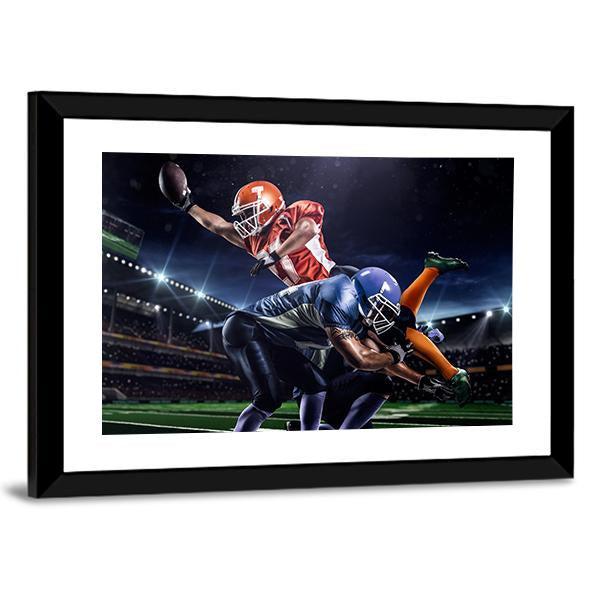 American Football Players In Action Canvas Wall Art-3 Horizontal-Gallery Wrap-25" x 16"-Tiaracle