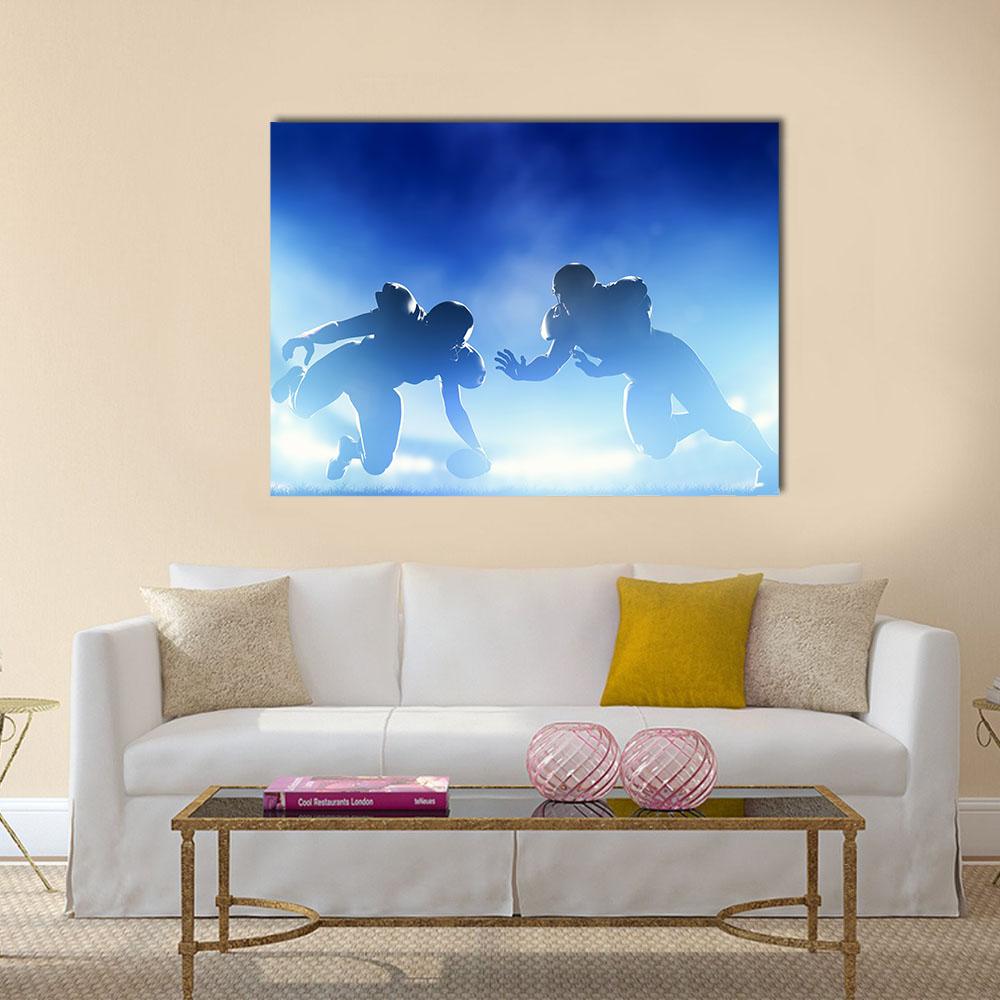 American Football Players In Game Canvas Wall Art-1 Piece-Gallery Wrap-24" x 16"-Tiaracle
