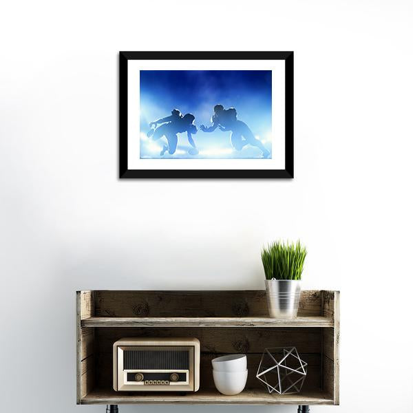 American Football Players In Game Canvas Wall Art-1 Piece-Framed Print-20&quot; x 16&quot;-Tiaracle