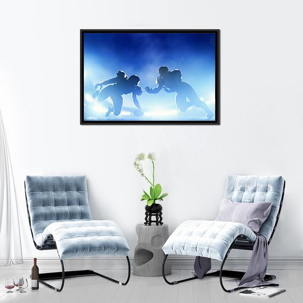 American Football Players In Game Canvas Wall Art-3 Horizontal-Gallery Wrap-25" x 16"-Tiaracle