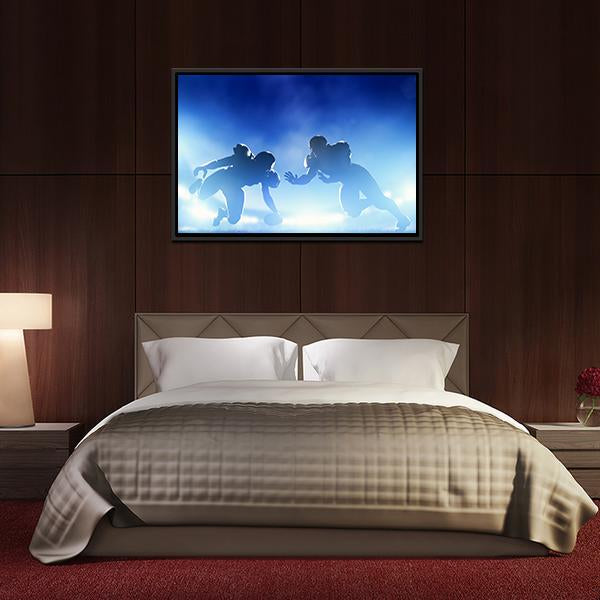 American Football Players In Game Canvas Wall Art-3 Horizontal-Gallery Wrap-25&quot; x 16&quot;-Tiaracle