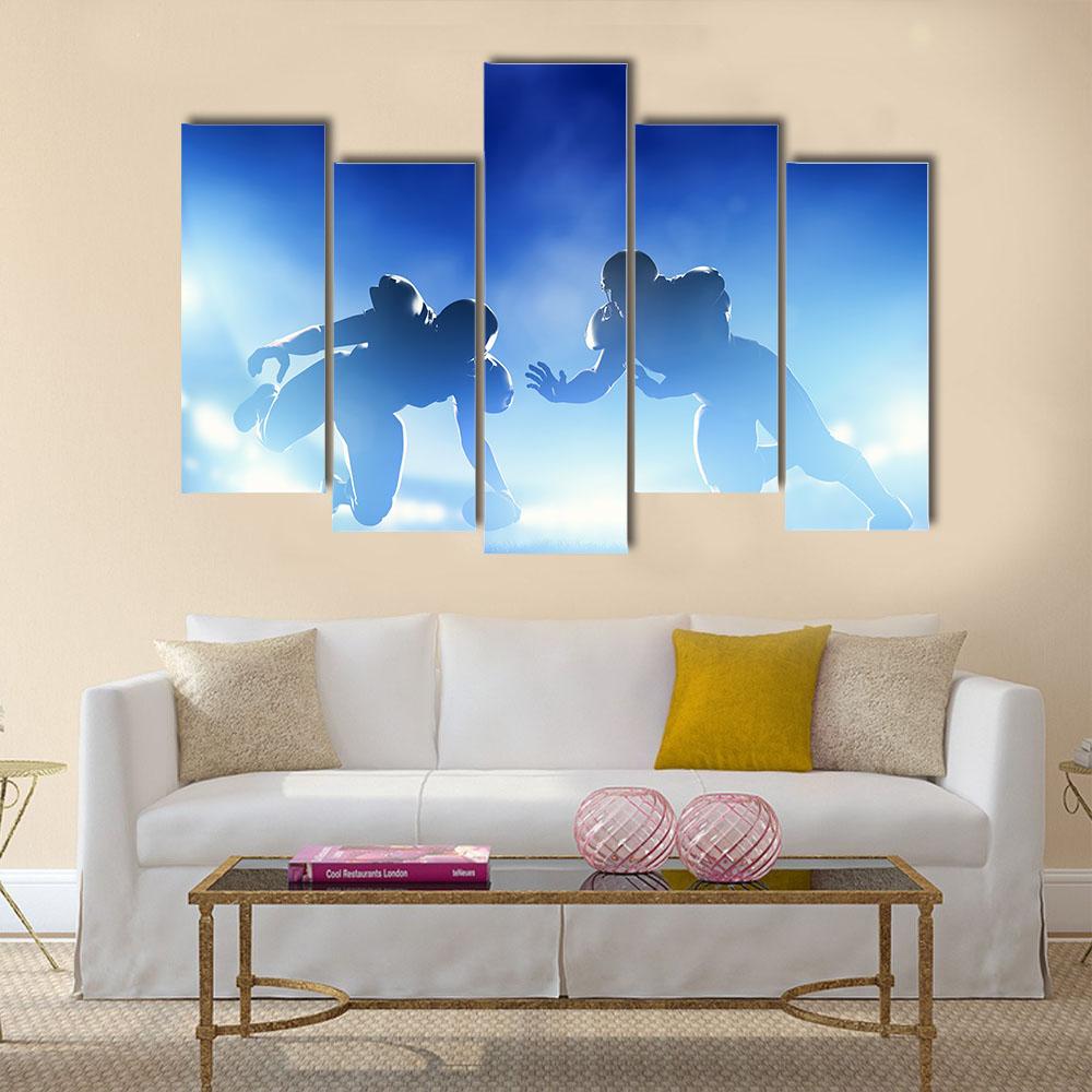 American Football Players In Game Canvas Wall Art-5 Pop-Gallery Wrap-32" x 21"-Tiaracle