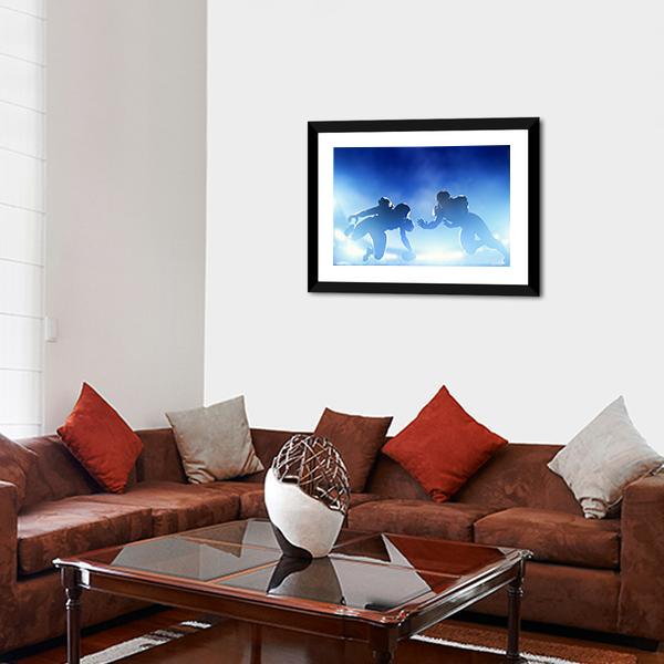 American Football Players In Game Canvas Wall Art-3 Horizontal-Gallery Wrap-25&quot; x 16&quot;-Tiaracle