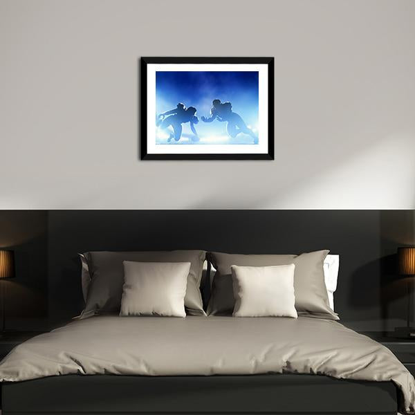 American Football Players In Game Canvas Wall Art-3 Horizontal-Gallery Wrap-25" x 16"-Tiaracle
