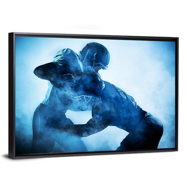 American Football Players Silhouette Canvas Wall Art-5 Horizontal-Gallery Wrap-22&quot; x 12&quot;-Tiaracle