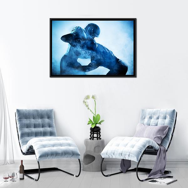 American Football Players Silhouette Canvas Wall Art-5 Horizontal-Gallery Wrap-22&quot; x 12&quot;-Tiaracle