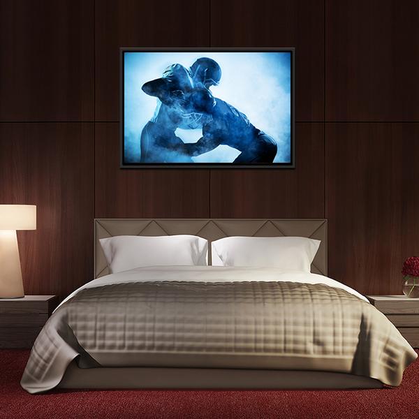 American Football Players Silhouette Canvas Wall Art-5 Horizontal-Gallery Wrap-22&quot; x 12&quot;-Tiaracle