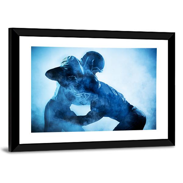 American Football Players Silhouette Canvas Wall Art-5 Horizontal-Gallery Wrap-22&quot; x 12&quot;-Tiaracle